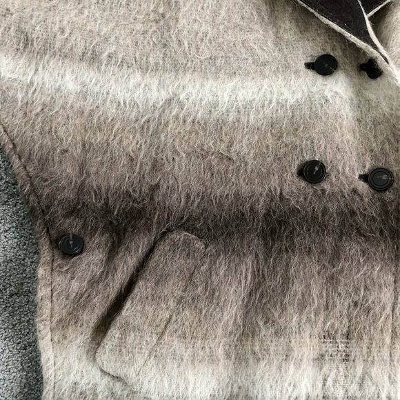 Club Monaco hooded poncho cape alpaca brown ombre wool mohair jacket coat M - Picture 3 of 6